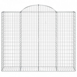 Gabionen mit Hochbogen 10Stk. 200x50x160/180cm Verzinktes Eisen