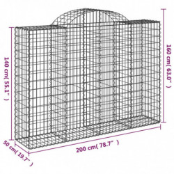 Gabionen mit Hochbogen 8 Stk. 200x50x140/160cm Verzinktes Eisen