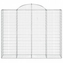 Gabione mit Hochbogen 200x50x160/180 cm Verzinktes Eisen