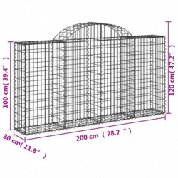 Gabionen mit Hochbogen 8 Stk. 200x30x100/120cm Verzinktes Eisen