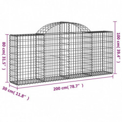 Gabionen mit Hochbogen 6 Stk. 200x30x80/100 cm Verzinktes Eisen