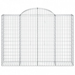 Gabionen mit Hochbogen 12Stk. 200x50x140/160cm Verzinktes Eisen