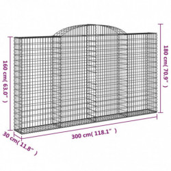 Gabionen mit Hochbogen 7 Stk. 300x30x160/180cm Verzinktes Eisen