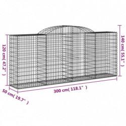 Gabionen mit Hochbogen 10 Stk 300x50x120/140cm Verzinktes Eisen