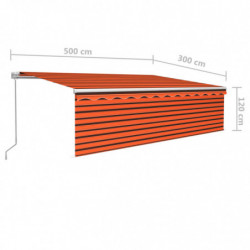 Gelenkarmmarkise Einziehbar mit Jalousie 5x3 m Orange Braun