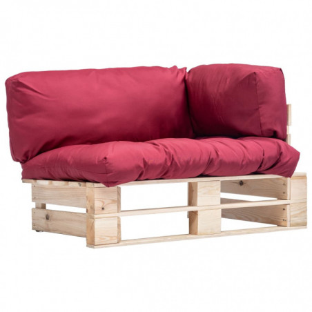 Garten-Palettensofa mit Roten Kissen Kiefernholz