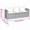 3-Sitzer-Gartensofa mit Kissen Schwarz Poly Rattan