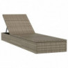 Sonnenliege mit Kissen Grau 201x55x62 cm Poly Rattan