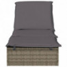 Sonnenliege mit Kissen Grau 201x55x62 cm Poly Rattan