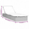 Sonnenliege mit Kissen Grau 201x55x62 cm Poly Rattan