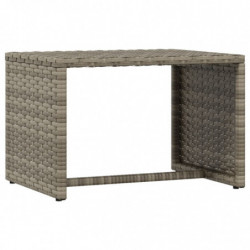 Sonnenliegen 2 Stk. mit Tisch Grau Poly Rattan