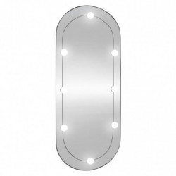 Wandspiegel mit LED-Leuchten 40x90 cm Glas Oval