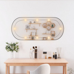 Wandspiegel mit LED-Leuchten 40x90 cm Glas Oval