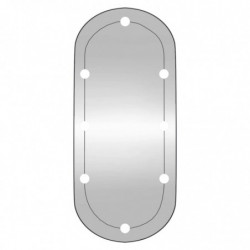 Wandspiegel mit LED-Leuchten 40x90 cm Glas Oval