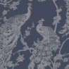 DUTCH WALLCOVERINGS Tapete Pfauen-Motiv Marineblau und Silbern