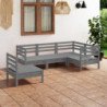 5-tlg. Garten-Lounge-Set Inga Massivholz Kiefer Grau