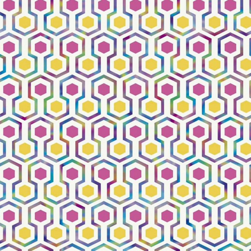 Good Vibes Tapete Hexagon Pattern Rosa und Gelb