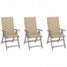 Verstellbare Gartenstühle 3 Stk. mit Auflagen Massivholz Akazie