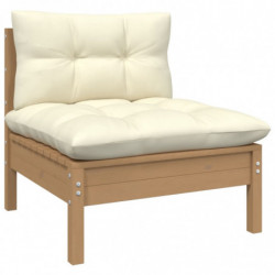 3-Sitzer-Gartensofa Benjamin mit Creme Kissen Massivholz Kiefer