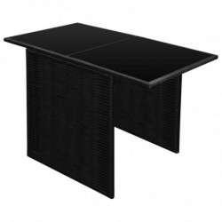 3-tlg. Bistro-Set Brandulf mit Auflagen Poly Rattan Schwarz