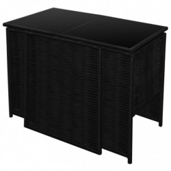 3-tlg. Bistro-Set Brandulf mit Auflagen Poly Rattan Schwarz