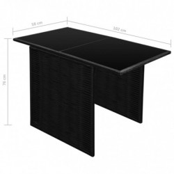 3-tlg. Bistro-Set Brandulf mit Auflagen Poly Rattan Schwarz