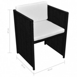 3-tlg. Bistro-Set Brandulf mit Auflagen Poly Rattan Schwarz