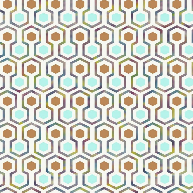 Good Vibes Tapete Hexagon Pattern Grün und Orange