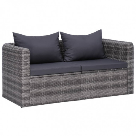 Garten-Ecksofas Sören 2 Stk. Grau Poly Rattan