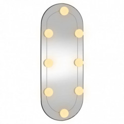 Wandspiegel mit LED-Leuchten 20x50 cm Glas Oval