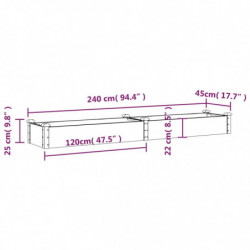 Hochbeet mit Einsatz 240x45x25 cm Massivholz Tanne