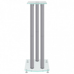 Lautsprecher-Ständer 2 Stk. Silbern Hartglas 3 Säulen