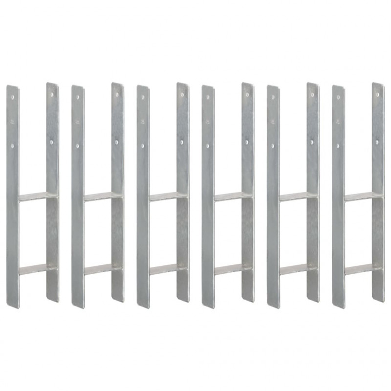 Pfostenträger 6 Stk. Silbern 12×6×60 cm Verzinkter Stahl