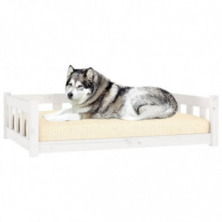Hundebett Weiß 105,5x75,5x28 cm Massivholz Kiefer