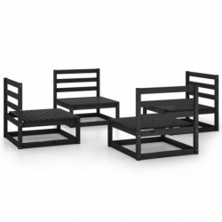 4-tlg. Garten-Lounge-Set Schwarz Massivholz Kiefer