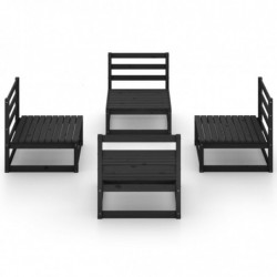 4-tlg. Garten-Lounge-Set Schwarz Massivholz Kiefer