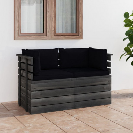 Garten-Palettensofa Tonie 2-Sitzer mit Kissen Kiefer Massivholz