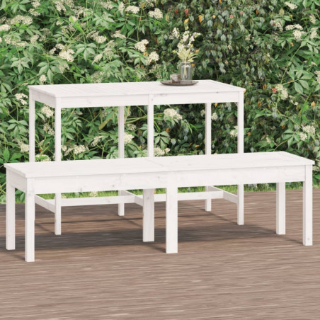 Gartenbank 2-Sitzer Weiß 159,5x44x45 cm Massivholz Kiefer
