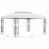 Pavillon Viviane mit Doppeldach & LED-Lichterkette 3x4 m Weiß