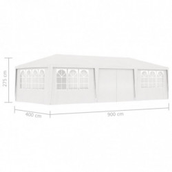 Profi-Partyzelt mit Seitenwänden 4×9 m Weiß 90 g/m²
