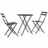 3-tlg. Bistro-Set Stahl Schwarz