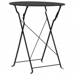 3-tlg. Bistro-Set Stahl Schwarz