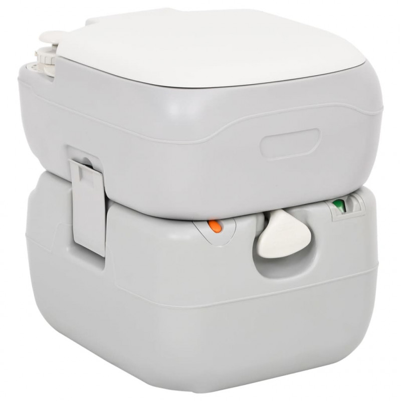 Camping-Toilette Tragbar Grau und Weiß 22+12 L HDPE