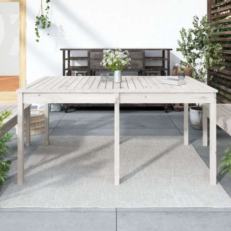 Gartentisch Weiß 159,5x82,5x76 cm Massivholz Kiefer