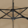 Doppelsonnenschirm mit LEDs Taupe 316x240 cm