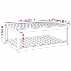 Gartentisch Schwarz 121x82,5x45 cm Massivholz Kiefer