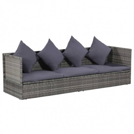 Gartenbett Grau 200×60 cm Poly Rattan