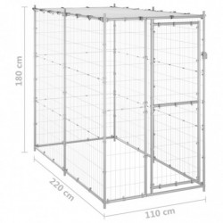 Outdoor-Hundezwinger mit Dach Verzinkter Stahl 110x220x180 cm