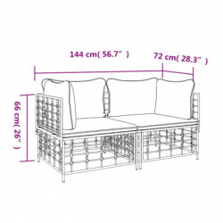 Ecksofas mit Kissen 2 Stk. Modular Poly Rattan