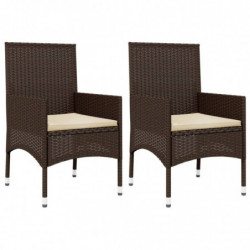 4-tlg. Garten-Lounge-Set mit Kissen Braun Poly Rattan